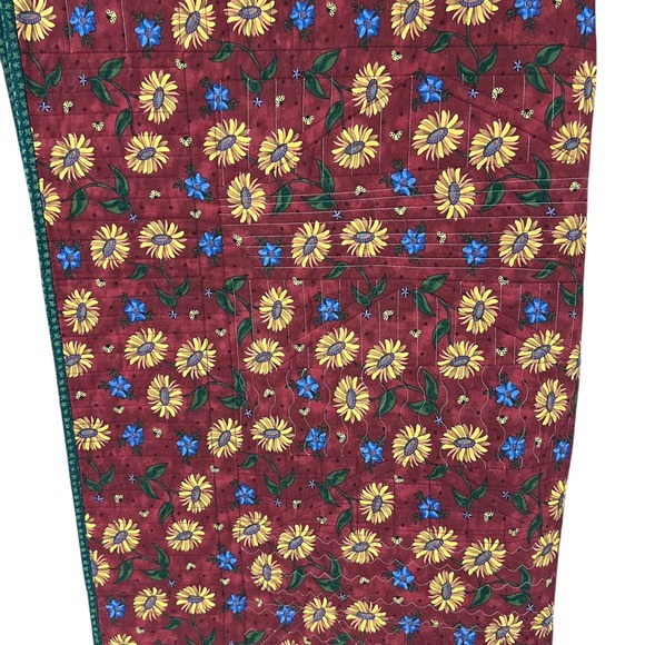 Handmade Patchwork Quilt 42x56 Primitive Country Throw Burgundy Gold